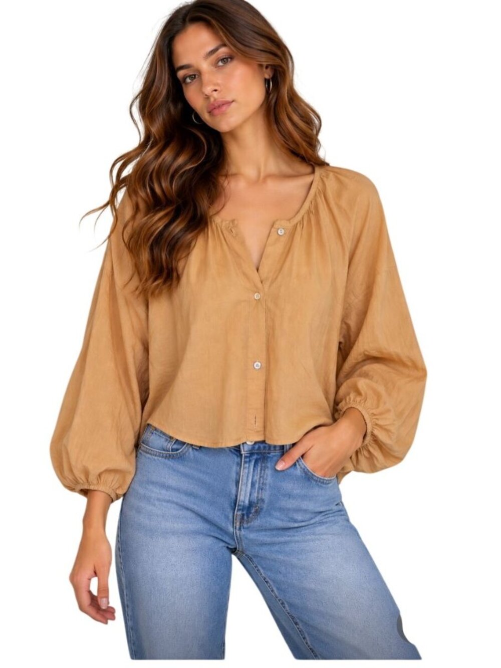 CALI by Cali-Dreaming The Dolly Shirt Peach - Size XS
